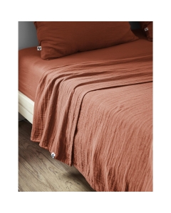 Drap plat 270 x 300 cm Double gaze de coton luxe Gaïa Terracotta