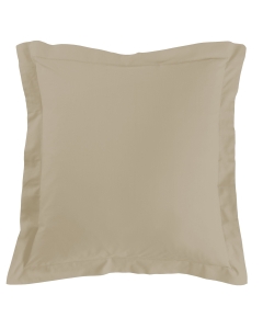 Taie d'oreiller volant plat 63 x 63 cm uni 57 fils lina +point bourdon Beige
