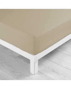 Drap housse 2 personnes Queen 160 x 200 x 30 cm coton 57 fils Lina Beige