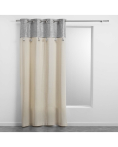 Rideau a oeillets 140 x 240 cm polycoton uni + haut métallisé Sultan Argent