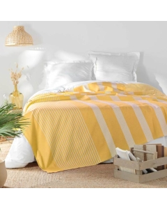 Couvre lit 1 personne 180 x 220 cm coton/polyester tisse adele Curry