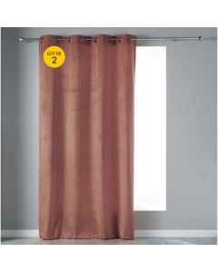 Lot de 2 Rideaux tamisant 140 x 240 cm velours doux Velvetine Rose