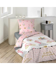 Housse de couette 140 x 200 cm microfibre imprimee polyester Hermine