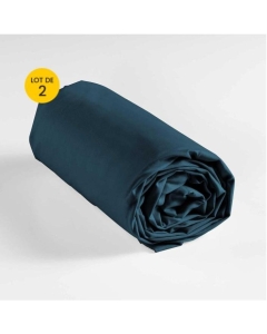 Lot de 2 draps housse king size 180 x 200 cm coton 57 fils Bleu nuit