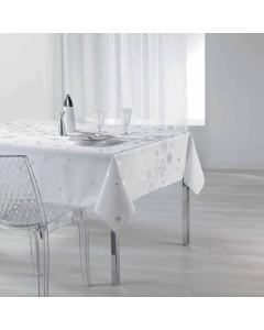 Nappe rectangle 150 x 300 cm polyester imprime argent constellation Blanc