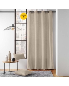 Lot de 2 Rideaux a oeillets 135 x 260 cm coton recyclé Twily Beige