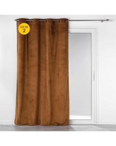 Lot de 2 Rideaux à oeillets 140 x 260 cm velours côtelé Casual Camel