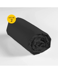 Lot de 2 draps housse king size 180 x 200 cm coton 57 fils Noir