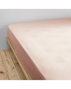 Drap housse luxe double gaze de coton 140 x 190 x 30 cm Nuit douce Rose