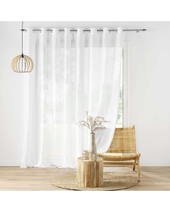Voilage grande largeur  300 x 240 cm effet lin tisse haltona Blanc