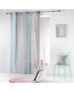 Rideau a oeillets 140 x 240 cm coton imprime baltic Rose/Menthe