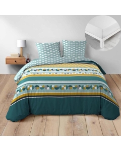 Pack parure de couette 260 x 240 cm Doris + DH 160x200 cm Blanc