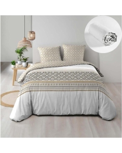 Pack parure de couette 220 x 240 cm Sybille + drap housse (140) Blanc