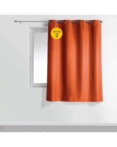 Lot de 2 rideaux petite hauteur 140 x 180 cm Polyester Essentiel Orange