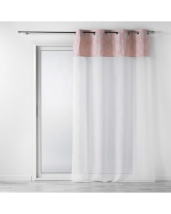 Voilage a oeillets 140 x 240 cm voile sablé + haut coton Sibel Rose