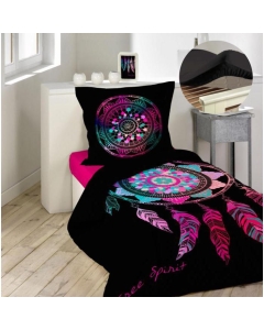 Pack parure de couette enfant 140x200 cm Porte bonheur + drap housse 90x190 Noir