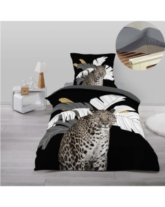 Pack parure de couette enfant Rexa 140 x 200 cm + drap housse 90 x 190 x 30 cm Gris