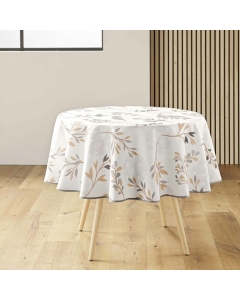 Nappe ronde (0) 180 cm polyester imprime manola Naturel