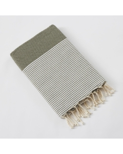 fouta avec franges 100 x 200 cm coton tissé teint marin nénuphar