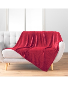 Plaid 125 x 150 cm flanelle relief unie nelia Carmin