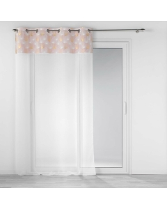 Voilage a oeillets 140 x 240 cm voile sablé + haut velours Clairine Rose