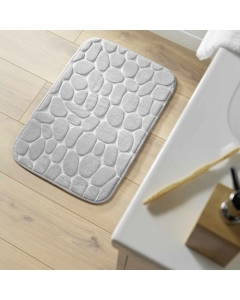Tapis de bain 50 x 80 cm microfibre unie relief ricochet Gris Clair