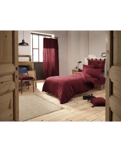 Pack Parure de couette 140x200 cm + Drap housse 90x190 + 1 taie Gaze de coton Bio Bordeaux