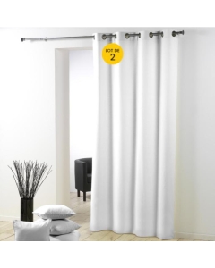 Lot de 2 Rideaux unis oeillets metal 140 x 260 cm polyester uni Essentiel Blanc
