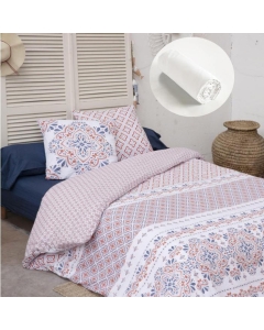 Pack housse de couette 220X240 cm Terra + drap housse 140X190 Blanc