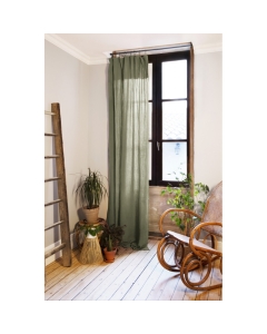 Lot de 2 rideaux 140 x 300 cm réglables double gaze de coton Romarin