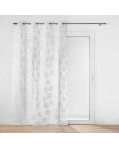 Voilage a oeillets 140 x 240 cm voile sablé  imprimé metallisé Lison Argent