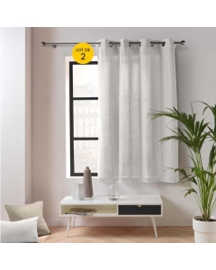 Lot de 2 rideaux petite hauteur 135 x 180 cm coton/polyester recyclé Twily Blanc