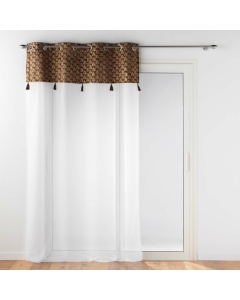 Voilage a oeillets 140 x 240 cm voile sablé + haut velours Evie Chocolat