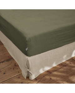 Drap housse 140 x 190 cm en lin lavé Soline Kaki