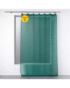 Lot de 2 Voilages à anneaux 140 x 240 cm voile tissé Linka Emeraude