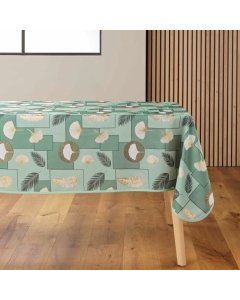 Nappe rectangle 145 x 240 cm polyester imprime metallise natane Sauge