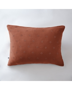 Taie d'oreiller brodée en gaze de coton 50 x 70 cm Gaïa Boho Orange