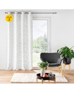 Lot de 2 rideaux 135 x 260 cm en velours devoré Geolina Blanc