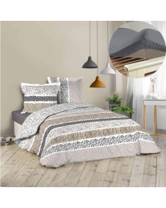 Pack housse de couette 220x240 cm Zibra + drap housse 140x190 Blanc