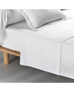 Drap plat 1 personne 180 x 290 cm percale uni 78 fils percaline  +p bourdon Blanc