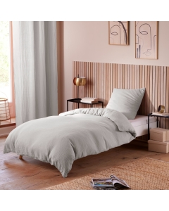 Pack Housse de couette 140 x 200 cm Gaze de coton  + drap housse 90 Perle
