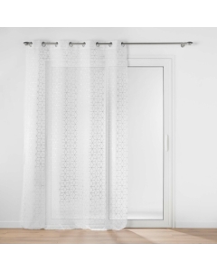Voilage a oeillets 140 x 240 cm voile sablé  imprimé metallisé Milo Argent
