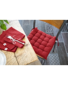 Assise matelassée 38 x 38 cm coton uni kala cerise Rouge