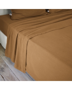 Drap plat 240 x 300 cm flanelle de coton chaude - Candice Camel