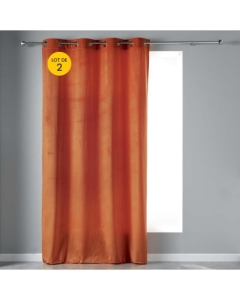 Lot de 2 Rideaux tamisant 140 x 240 cm velours doux Velvetine orange