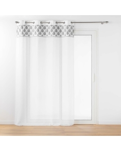 Voilage a oeillets 140 x 240 cm voile tisse brodé Kasita Blanc