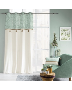 Rideau a oeillets 140 x 240 cm poly-coton + pompons vivoline Vert