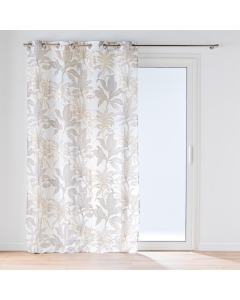 Voilage à Œillets 135 x 240 cm - Luminette Imprimé Métallisé Vayana Naturel