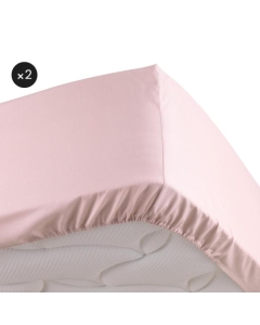 Lot de 2 Draps housse 100% percale ultra doux 180 x 200 cm 78 fils bonnet 30 cm