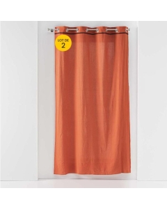 Lot de 2 rideaux à oeillets 140 x 240 cm Coton lavé Linette Terracotta